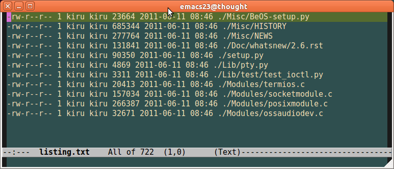 ls sample output